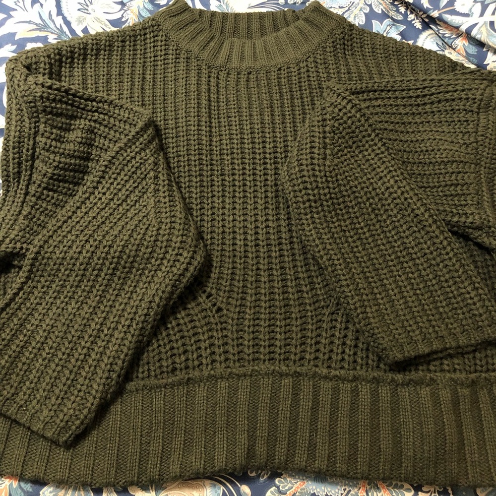 Sweater army green color.  Mid rise worn once.